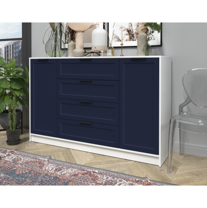 Тумба Тренд КТ-Т160 (Белый ЛДСП/ Индиго ЛМДФ) Ш1600 В1020 Г451